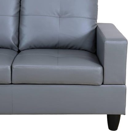 NicBex Sectional Couch 3 Pieces Sofa Set with Right Chaise Synthetic Leather L Shaped Cloud Couch for Living Room Furniture Sets with Storage Ottoman, Modular Sofa for Living Room & Apartment, Gray