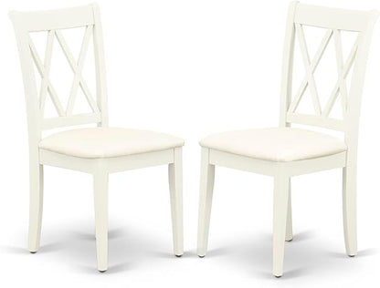East West Furniture MZCL5-LWH-C 5 Piece Kitchen Table Set for 4 Includes a Rectangle Dining Room Table with Dropleaf and 4 Linen Fabric Upholstered Dining Chairs, 36x54 Inch, Linen White