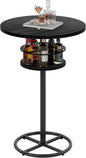VECELO 36” High Top Bar Table, Sturdy Frame with Metal Base for Cocktail, Pub, Easy Assembly, Black