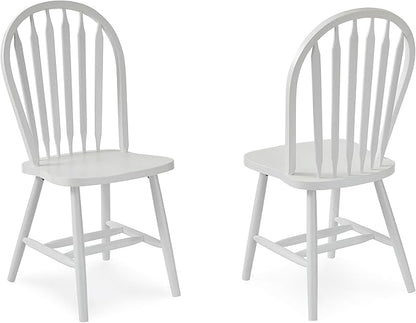 IC International Concepts Solid Wood Windsor ArrowBack Dining Chair with Plain Legs, White