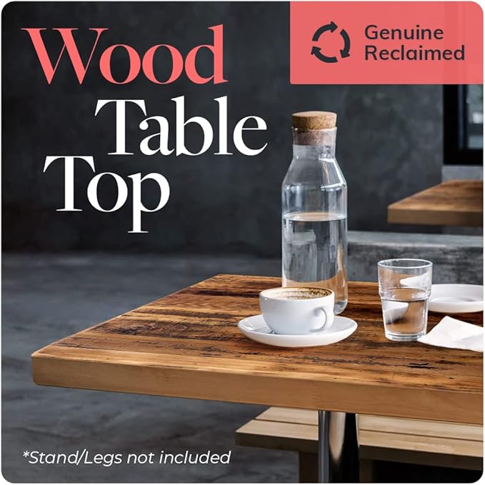 Reclaimed Wood Table Top - Rustic Recycled Wooden Piece Perfect for Kitchens, Dining and Coffee Table Tops (Reclaimed Wood Table Top - Economy, 30" x 30")