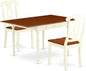 East West Furniture MZKE3-WHI-W 3 Piece Dining Table Set for Small Spaces Contains a Rectangle Dining Room Table with Dropleaf and 2 Wood Seat Chairs, 36x54 Inch, Buttermilk & Cherry