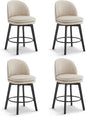 Counter Height Barstools 26 inch Upholstered Swivel Bar Stools with Back and Wood Legs for Kitchen Island,Set of 4,Beige PU Leather-Armless