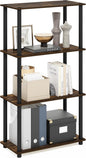 Furinno Turn-N-Tube 4-Tier Multipurpose Shelf Display Rack, Amber Pine/Black
