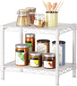 SINGAYE 2 Small Shelves Kitchen Storage Shelf Wire Shelving Unit Metal Shelf Adjustable Organizers Storage Shelving for Office Pantry White 12" D X 18" W X 12" H