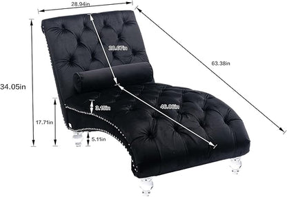 HomSof Modern Armless Velvet Chaise Lounge Indoor Chair with Solid Acrylic Legs