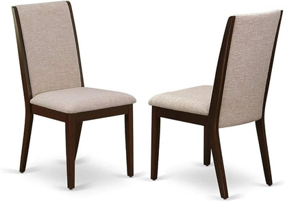 East West Furniture MZLA3-MAH-04 3 Piece Dinette Set for Small Spaces Contains a Rectangle Dining Table with Dropleaf and 2 Light Tan Linen Fabric Parson Chairs, 36x54 Inch, Mahogany