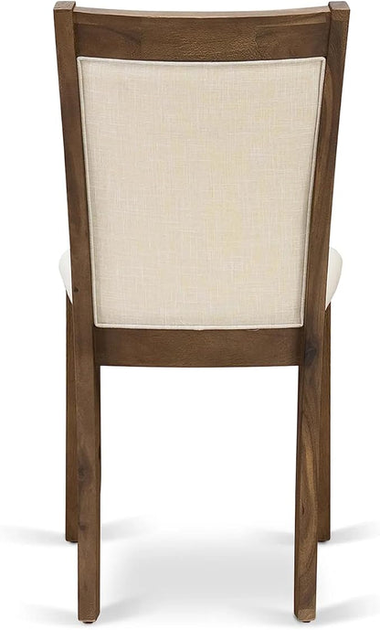 East West Furniture DLMZ5-AWA-32 5 Piece Dining Room Furniture Set Includes a Round Kitchen Table with Dropleaf and 4 Parson Chairs, 42x42 Inch, Antique Walnut
