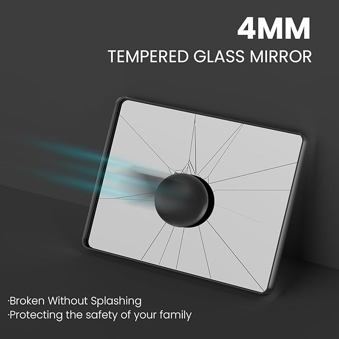 Black Bathroom Mirror 60X40 Inch, Black Metal Framed Mirror for Wall, Rounded Rectangle Matte Bathroom Vanity Mirror with Tempered Glass, Anti-Rust, Horizontal/Vertical