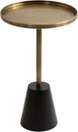 Kate and Laurel Tira Elegant Round Side Table, 14 x 24, Brass and Black, Modern Glam Circle End Table for Use as Bedroom Nightstand or Living Room Table Option
