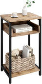 Side Table, 25 inch High End Table, Small Bedside Table for Living Room, Bedroom and Office, Greige & Black
