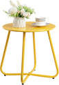 HollyHOME Round Metal Side Table, Rust-Resistant Patio Small Plant Stand, Outdoor 17.32'' Portable End Table for Balconies, Gardens, Living Rooms and Bedrooms, Yellow