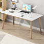 IOTXY Simple Wooden Writing Desk - Modern Minimalist Style PC Laptop Computer Workbench with Solid Wood Legs, 55" W Home Office Work Table for TV Stand Music Video Live Broadcast Workstation, White