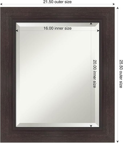 Amanti Art Brown Wall Mirror 26x22 Sloped Espresso Rectangle Bathroom Mirror for Wall Decor Living Room, Small Modern Contemporary Frame, Hangs Horizonally and Vertically, Bathroom Decor, Beveled Edge