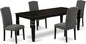 East West Furniture LGEN5-BLK-20 5 Piece Dinette Set Includes a Rectangle Dining Room Table with Butterfly Leaf and 4 Dark Gotham Linen Fabric Upholstered Chairs, 42x84 Inch, Black