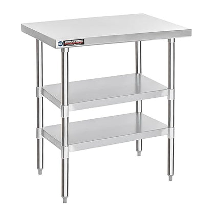 DuraSteel Food Prep Stainless Steel Table - 30 x 36 Inch Commercial Metal Workbench with Adjustable Under Shelf - NSF Certified - for Restaurant, Warehouse, Home, Kitchen, Garage