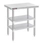 DuraSteel Food Prep Stainless Steel Table - 30 x 36 Inch Commercial Metal Workbench with Adjustable Under Shelf - NSF Certified - for Restaurant, Warehouse, Home, Kitchen, Garage