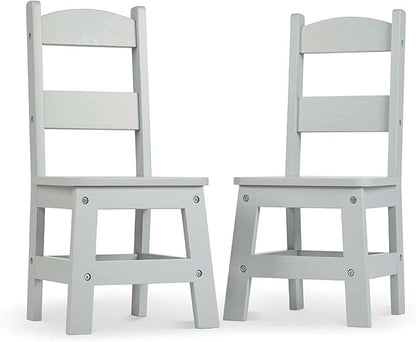 Melissa & Doug Wooden Chairs, Set of 2 - Gray Furniture for Playroom - Kids Wooden Chairs, Children's Wooden Playroom Furniture