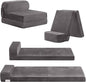 Tiita Folding Sofa Bed for Kids, Toddler Fold Out Couch Bed with Removable Cover, Kids Futon Sleeper Chair Folding Bed Mattress for Kids Room, Living Room, Guest Room,Gray