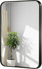 40x30 Inch Black Wall Mirror for Bathroom, Brushed Metal Framed Mirror with Rounded Corner, Rectangle Bathroom Vanity Mirror for Bedroom or Living Room, Horizontal/Vertical