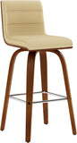 Armen Living Vienna 26" Swivel Counter Stool in Walnut Wood Finish with Cream Faux Leather - Set of 2