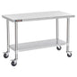 DuraSteel 24x60 NSF Stainless Steel Cart - Heavy Duty Food Prep Table with Undershelf - Rolling Kitchen Island on Wheels for Commercial Restaurant Kitchen, Garage, Outdoor Cooking, BBQ Grill, Counter