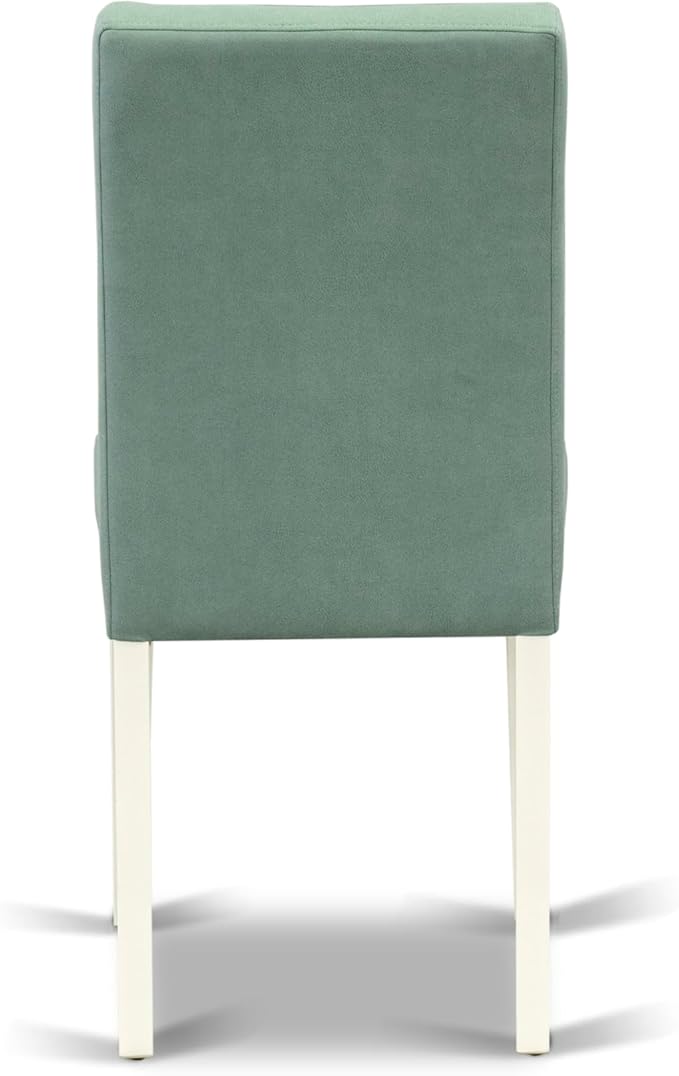 East West Furniture ANAS5-LWH-43 5 Piece Dinner Table Set contain A Wooden Table and 4 Willow Green Polyester Fabric Kitchen Chairs with Stylish Back- Linen White Finish