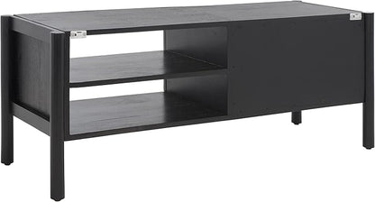 SAFAVIEH Home Collection Errington Black/Gold Accents Solid Wood 2-Shelf Media Stand