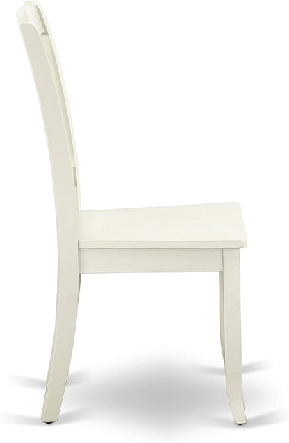 East West Furniture HBDA5-LWH-W 5 Piece Dinette Set for 4 Includes a Round Dining Room Table with Pedestal and 4 Kitchen Dining Chairs, 42x42 Inch, Linen White