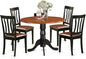 East West Furniture DLAN5-BCH-LC 5 Piece Dining Room Furniture Set Includes a Round Kitchen Table with Dropleaf and 4 Faux Leather Upholstered Dining Chairs, 42x42 Inch, Black & Cherry