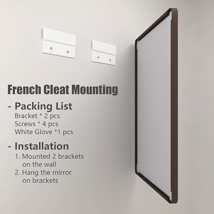 30x36 Bronze Bathroom Wall Mirror, Modern Brushed Metal Framed Mirror for Vanity, Modern Rounded Rectangle Mirror, Anti-Rust, Tempered Shatterproof (Horizontal/Vertical)