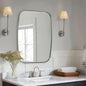 ANDY STAR Brushed Nickel Mirror, 28x36 Inch Stainless Steel Metal Frame Oblong Bathroom Mirror for Vanity, 1’’ Deep Wall Mounted Vertically/Horizontal