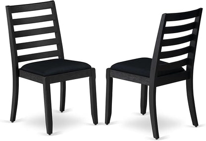 East West Furniture LGX15-BLK-24 -5 Piece Dining Set Includes a Rectangular Kitchen Table with Black Tabletop and 4 Stackable Polyester Fabric Chairs, Black