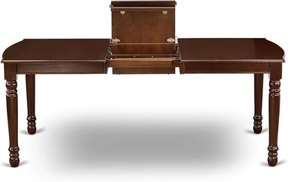 East West Furniture DOT-MAH-T Dover Dining Table - a Rectangle Wooden Table Top with Butterfly Leaf & Stylish Legs, 42x78 Inch, Mahogany