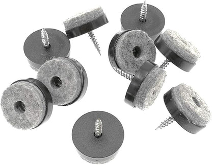 ALIMITOPIA 40pcs Screw-on Furniture Felt Pad Chair Glide Slider Hardwood Floor Protector for Wooden Leg Feet of Chair Table Furniture(Φ24mm or 0.95";Black)
