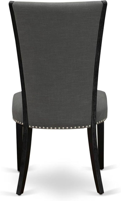 East West Furniture V626VE650-6 6 Piece Kitchen Table Set Contains a Rectangle Dining Table with V-Legs and 4 Dark Gotham Linen Fabric Parson Chairs with a Bench, 36x60 Inch, Multi-Color