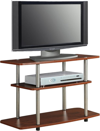 Convenience Concepts Designs2Go No Tools 3-Tier TV Stand 31.5" - Entertainment Center for TVs up to 37 Inches, Modern TV Console with Shelves for Living Room, Family Room, Cherry