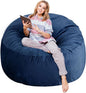 3 Ft Large Bean Bag Chairs for Adults/Teens with Memory Foam Filling, Comfy Bean Bag Sofa with Filler Included, Soft Dutch Velvet Fabric Beanbags,3 Foot, Navy
