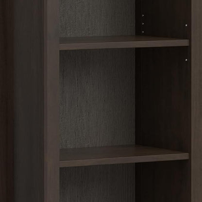SIMPLIHOME Amherst Bookcase - 70 inch Tall 5-Shelf Solid Wood Bookshelf in Hickory Brown, Transitional Storage for Living Room, Study Room or Office with Adjustable Shelves and Tapered Legs