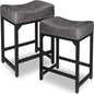 Counter Height Bar Stools Set of 2, Bar Stools for Kitchen Counter, 24 Inch Counter Stools Saddle Barstools with Metal Base for Pub, Bar, Kitchen Dining Room(Grey)