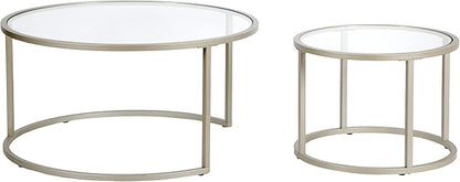 Watson Round Nested Coffee Table in Satin Nickel