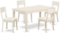 East West Furniture CAAD5-LWH-LC 5 Piece Dining Room Table Set Includes a Rectangle Kitchen Table and 4 Faux Leather Upholstered Dining Chairs, 36x60 Inch, Linen White