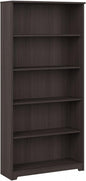 Bush Furniture Cabot Tall 5 Shelf Bookcase | Large Open Bookshelf in Heather Gray | Sturdy Display Cabinet for Library, Living Room, and Home Office