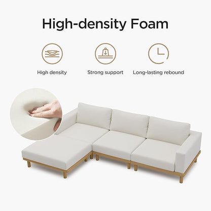 Acanva Minimalist Modular Sectional Sofa for Living Room, Wide & Deep Seat Convertible Furniture Set with Metal Frame and Movable Covers, L-Shaped Couch, Off White
