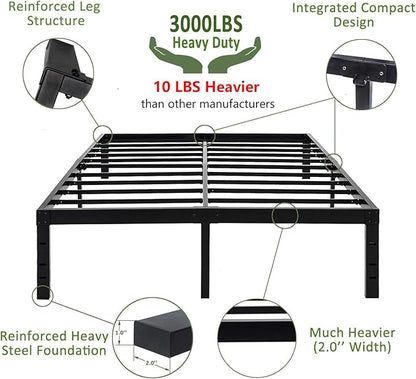 45MinST 18 Inch Platform Bed Frame/Easy Assembly Mattress Foundation / 3000lbs Heavy Duty Steel Slat/Noise Free/No Box Spring Needed,King