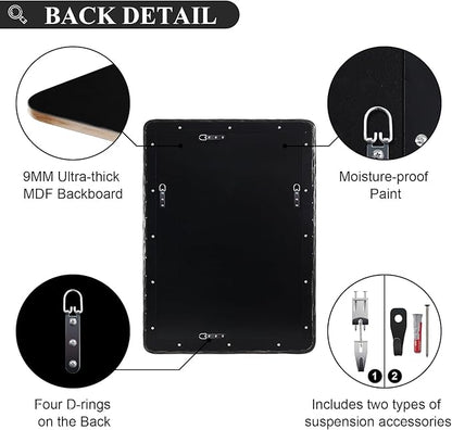 ANDY STAR Hand-Forged Black Bathroom Mirrors for Wall, 30x40 Inch Vintage Solid Steel Metal Frame Bathroom Vanity Mirror, Antique Rounded Rectangle Wall Mirror, Hangs Horizontally or Vertically