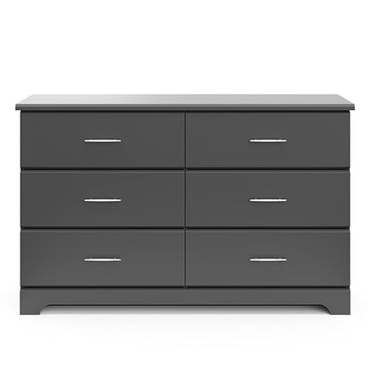 Storkcraft Brookside 6-Drawer Dresser (Gray) – GREENGUARD Gold Certified, Nursery & Kids Storage, Nursery Essentials, Kids Room Storage, Durable Bedroom Dresser