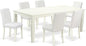 East West Furniture LGAB7-LWH-64 7 Piece Modern Dining Table Set Consist of a Rectangle Wooden Table with Butterfly Leaf and 6 White Faux Leather Upholstered Chairs, 42x84 Inch, Linen White