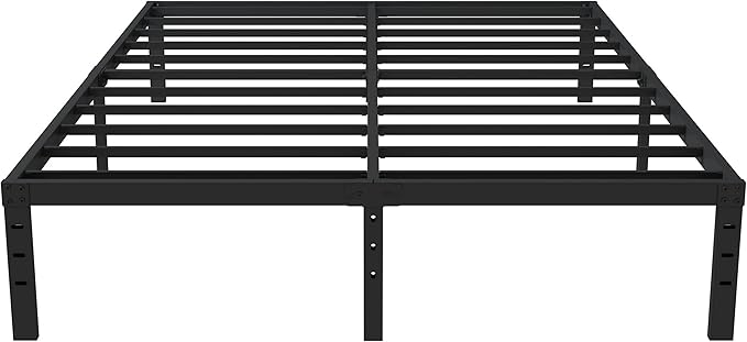 Queen Bed Frame No Box Spring Needed, 14 Inch Heavy Duty Metal Platform Bed Frame Queen Size, 1200lbs Steel Slats Support, Easy Assembly, Black