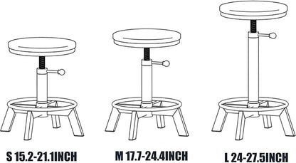 Set of 2 Swivel Pu Seat Bar Stools Industrial Style 17-24inch Height Adjustable Kitchen Stool Extra Guest Chair